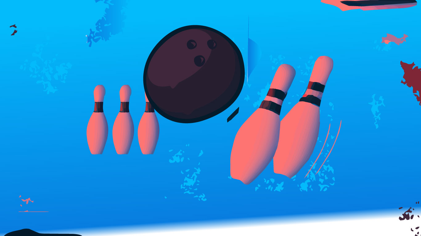 Abstract illustration of bowling ball and pins